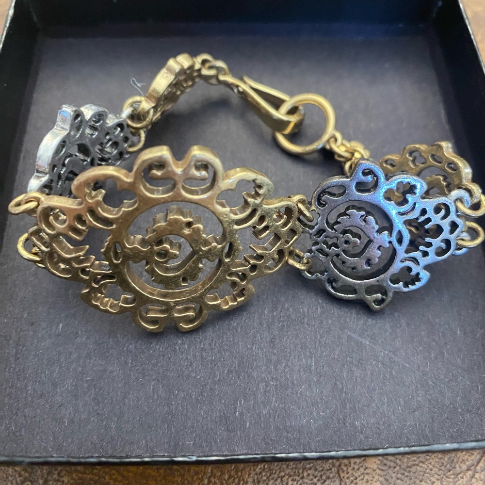 Lucky Brand Elegant Gold and Silver Filigree Bracelet